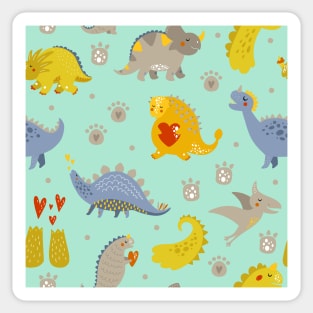 Fun Dinosaur Pattern Green Back to School Sticker